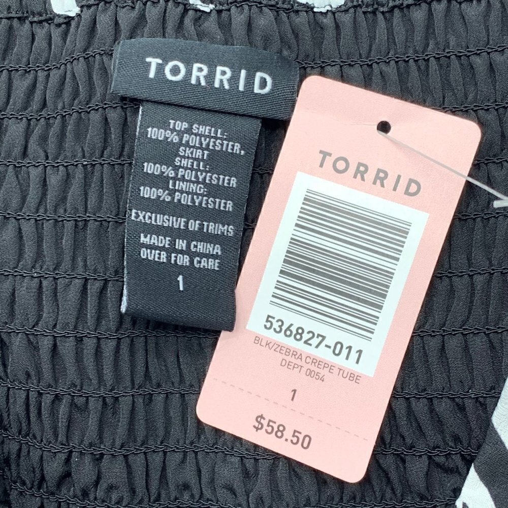 Torrid Strapless Black Dress w/ Zebra Print Bust - Picture 4 of 5